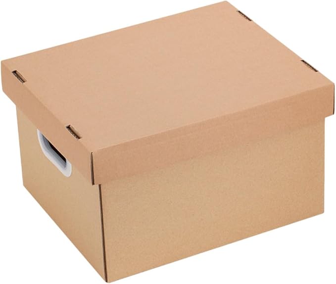Office Document Storage Box with Lid 30l Kraft Paper File Organizer Case 43x31x24cm Sturdy File Storage Holder for Home and O