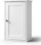 VINGLI Bathroom Wall Cabinet, White Medicine Cabinet with Single Door, Small Over Toilet Storage Organizer with Adjustable Sh