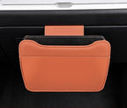 Car Leather Trash Can for Glove Box, Hanging Garbage Bin，Waterproof Foldable Stroage Organizer for Car, Multipurpose Interior Accessories for SUV Truck RV Camping (Orange Glove Box)