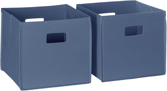 RiverRidge Kids 2pc Fabric Collapsible Storage Cube Organizers with Handles for Playroom Organization - Slate Blue