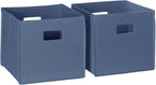 RiverRidge Kids 2pc Fabric Collapsible Storage Cube Organizers with Handles for Playroom Organization - Slate Blue
