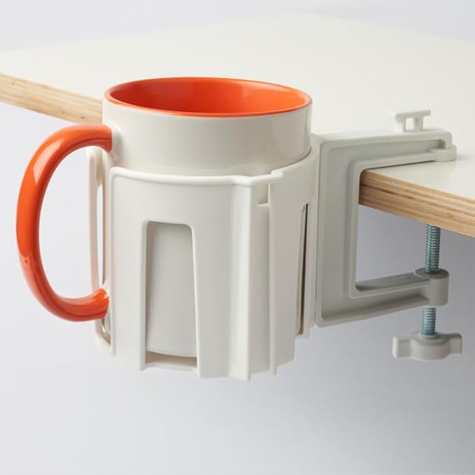 Original Large Desk Cup Holder Clamp – Cup-Holster, The Anti-Spill Cup Holder for Table, Office & Gaming – Multi-Directional 