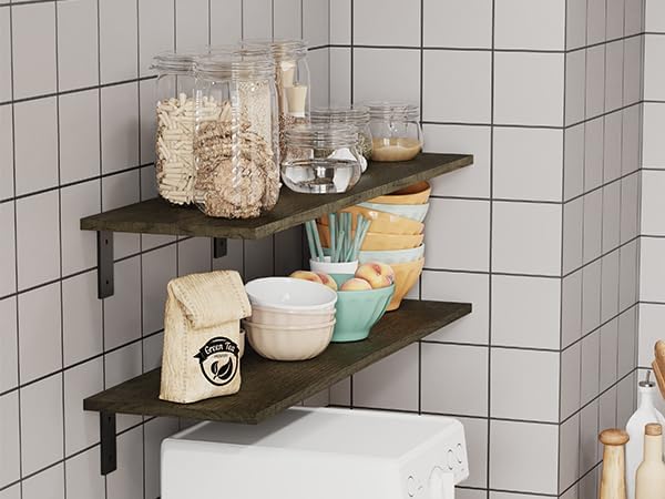 Floating Shelf Board for Wall 5/8" – No Brackets – 36" L x 12" W x 0.6" T Ash Melamine Wood Floating Shelves for Bathroom, Ki