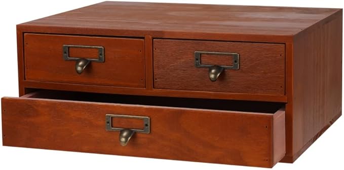 Wooden Storage Box Countertop Drawers Vintage Wooden Drawers Apothecary Cabinet Wood Desktop Organizer Box Library Card Catal