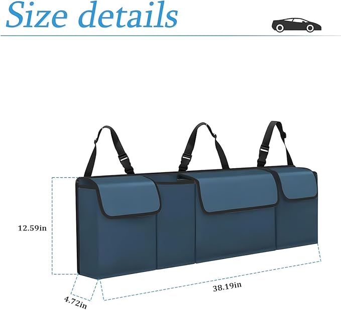 Car Trunk Organizer and Storage, Backseat Hanging Organizer for SUV, Truck, MPV, Waterproof, Collapsible Cargo Storage Bag