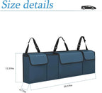 AUCELI Car Trunk Organizer, Backseat Hanging Large Storage with Adjustable Straps, Waterproof Collapsible Cargo Bag with 4 Pockets, Sturdy Space Saver Frees Trunk Floor for SUV, Truck, MPV