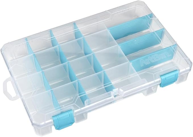 ArtBin 6944AG Medium Anti-Tarnish Box with 15 Removable Dividers, Jewelry & Craft Organizer, 1 Plastic Storage Case with Anti