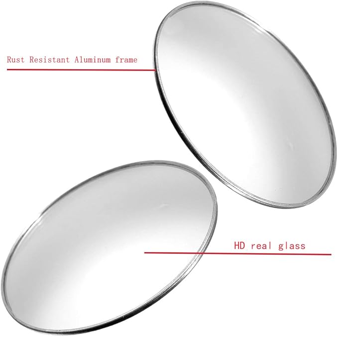 Ampper 4 Pack 3" Blind Spot Mirrors, Aluminum Frame Glass Convex Rear View Blind Spot Mirrors For Pick-up Truck, SUV, Van, Large Vehicle