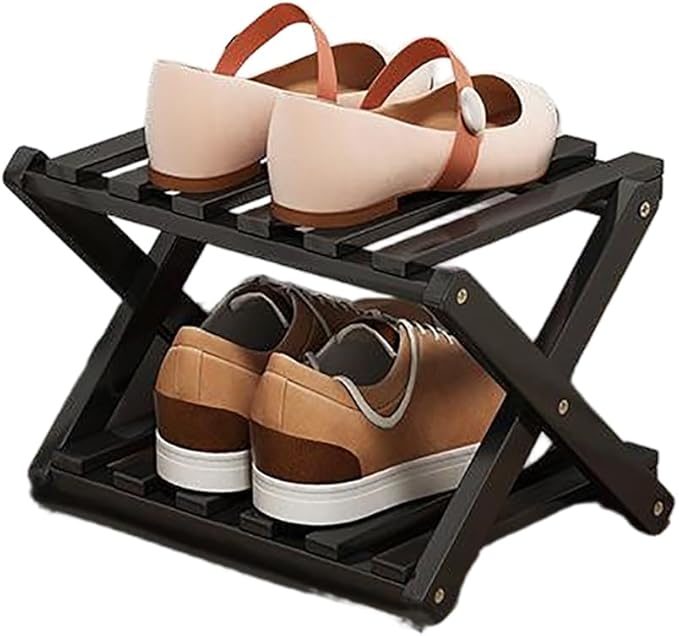YYW Bamboo Shoe Rack for Entryway, Free Free Standing Shoe Racks Shelf Closet, Foldable Vertical Shoe Storage Organizer for L
