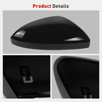Passenger Side Mirror Cap Compatible with Volkswagen Jetta 2019-2025, Right Side Door Rearview Mirror Cover Fit for Jetta US Version Without Turn Signals, 17A857538AGRU - Glossy Black