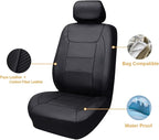 Flying Banner car seat Covers Protects Water Proof Faux Leather Carbon Fiber Front and Rear Bench (Black Black, Full Set - 9P