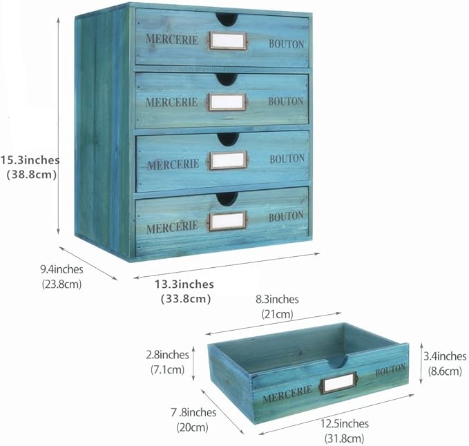 Wooden Storage Box with Drawers Vintage Office Supplies and Accessories Letter Tray Wood Desktop File Organizer 4 Tier Paper 