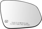 TRQ Passenger Side Heated Mirror Glass with Backing Plate Compatible with 2014-2019 Toyota Highlander TO1325125