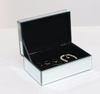 QMDECOR Luxury Silver Crushed Diamond Glass Mirrored Jewelry Organizer Box Storage