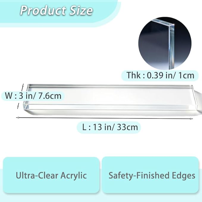 Yunguzi 2 PCS 13 Inch Acrylic Medicine Cabinet Shelves – Clear Replacement Cabinet Shelf for Bathroom, Kitchen, Living Room, 
