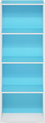 Furinno Luder Bookcase / Book / Storage, 4-Tier, Light Blue/White