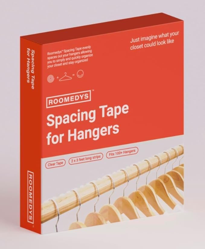 Roomedys® Spacing Tape for Hangers, Spacer, Clothes Divider, Closet Organizer, Perfectly Spaces Hangers & Clothing for Adults