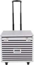 Locking File Box Aluminum Alloy Portable Storage Case with Telescopic Handle Mobile File Organizer with Combination Lock Roll