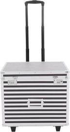 Locking File Box Aluminum Alloy Portable Storage Case with Telescopic Handle Mobile File Organizer with Combination Lock Roll