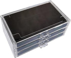 YUFONG Earring Organizer Box Acrylic Jewelry Organizer with 3 Drawers 54 Adjustable Grids Clear Stackable Earring Holder Velv