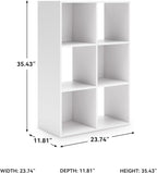 Signature Design by Ashley Onita Modern 3-Tier Floor Standing 6 Cube Organizer for Living Room, Wood, Works with 10.5 W x 10.