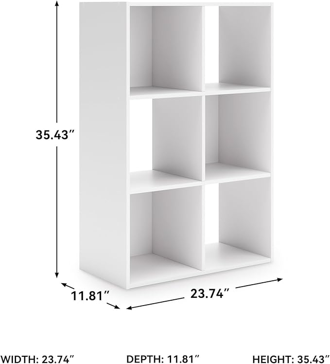 Signature Design by Ashley Onita Modern 3-Tier Floor Standing 6 Cube Organizer for Living Room, Wood, Works with 10.5 W x 10.