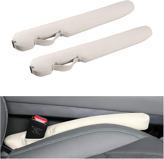 Car Seat Gap Filler, 2PCS Between Vehicle Seats Console Organizer Stop Things from Dropping, Automotive Interior Chair Gap Coverage Fill, Universal for SUV Automobile Truck (Beige)