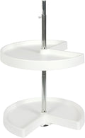 Knape & Vogt Plastic Lazy Susan Organizer, 2-Tier Lazy Susan for Cabinet, Kidney-Shaped 18-Inch Polymer 360º Turntable, White