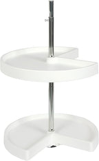 Knape & Vogt Plastic Lazy Susan Organizer, 2-Tier Lazy Susan for Cabinet, Kidney-Shaped 18-Inch Polymer 360º Turntable, White