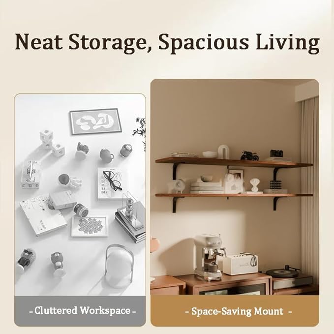 12 Inch Deep Floating Shelves Set of 2, 60 Inch Extra Wide Brown Solid Wood Wall Shelves, 5ft Heavy Duty Farmhouse Wall Mount