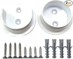 QCAA Solid Brass Extra Heavy Closet Pole Socket Set, 1-1/2 inch, with Stainless Screws, White, 1 Pair, Made in Taiwan