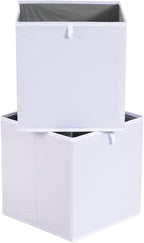 Amazon Basics Collapsible Cube Storage Organizer Bins, Closet Organizer Baskets for Shelves, Space-Saving, White, 13" x 15" x