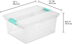 Sterilite 4-Pack Clip Box, Stackable Clear Plastic Bins with Latching Lids, Deep - Writing, Arts or Crafts Supplies Storage C