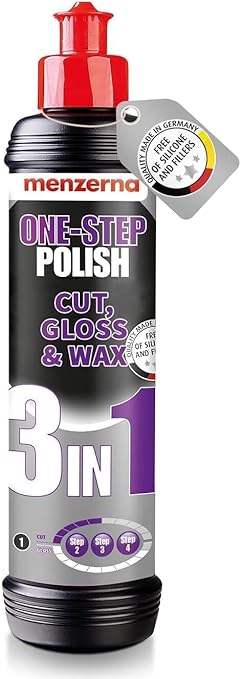 menzerna One-Step Polish 3in1 I Medium Cut Polish with High Gloss Finish & Seal in One I Buffing & Polishing Compound for Car Maintenance I Swirls, Holograms & Scratches I Car Body Repair I 16 fl oz.