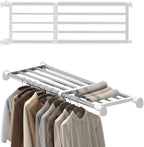 Hershii Tension Shelf Expandable Rod Closet System Heavy Duty Clothes Hanger Adjustable DIY Storage Organizer Freestanding Pa