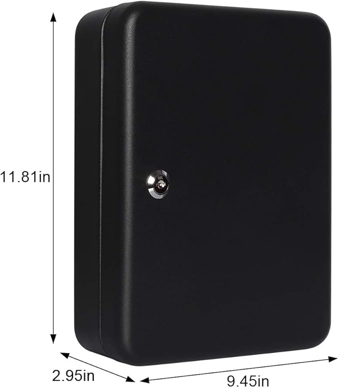Jssmst Key Lock Box Wall Mount Security Key Storage Box, Locking Key Cabinet Wall Mount with 48 Key Hooks & Tags Key Labels, 