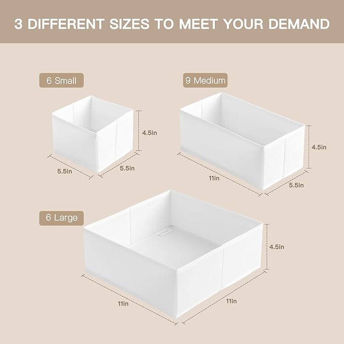 Criusia Drawer Organizer Clothes, 21 Pack Dresser Organizer for Baby Clothes, Underwear, Sock- Foldable Closet Organization a