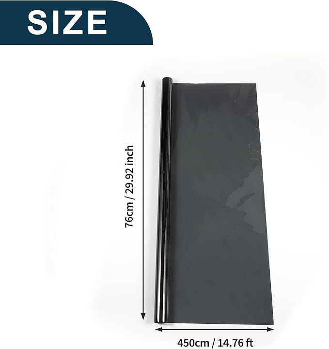 Carbon 1 PLY Car Window Tint Film VLT 38% IRR 32% UVR 74% Light Black 14.76 ft x 29.92 Inch Privacy Film 1mil PET 1 Pc