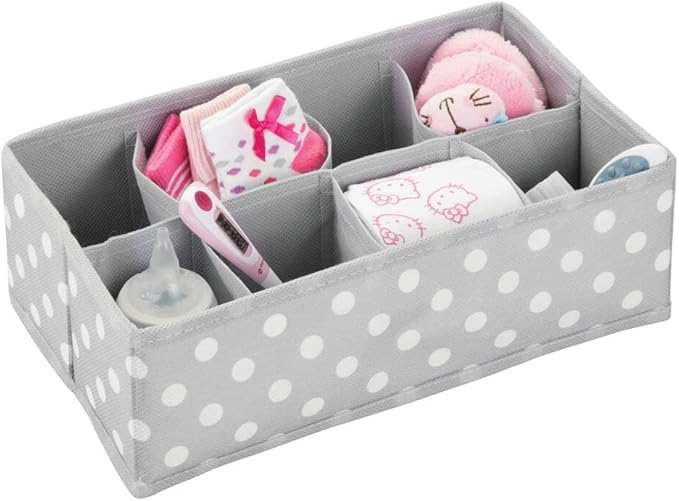 mDesign Soft Fabric Dresser Drawer/Closet Divided Storage Organizer Bins for Nursery - Holds Blankets, Bibs, Socks, Lotion, C