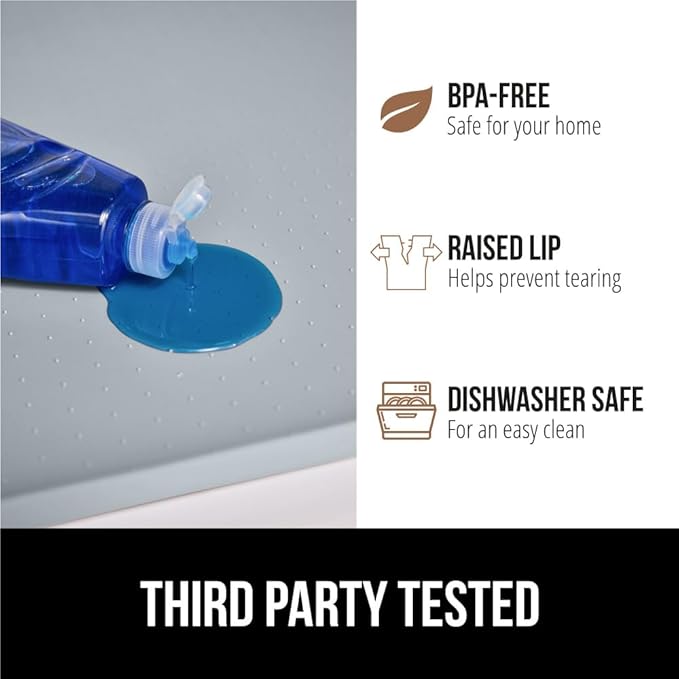 GORILLA GRIP Waterproof Silicone Under Sink Mat with Raised Lip for Kitchen and Bathroom, 46 x 22 in, Cabinet Shelf Liner Sta