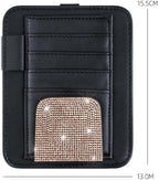 Bling Car Sun Visor Organizer, Rhinestone Multi-Pocket Truck Visor Organizer Pouch with Visor Pen Holder,Glasses Holder,Universal Sunvisor Organizers for Most Cars SUVs -Gold