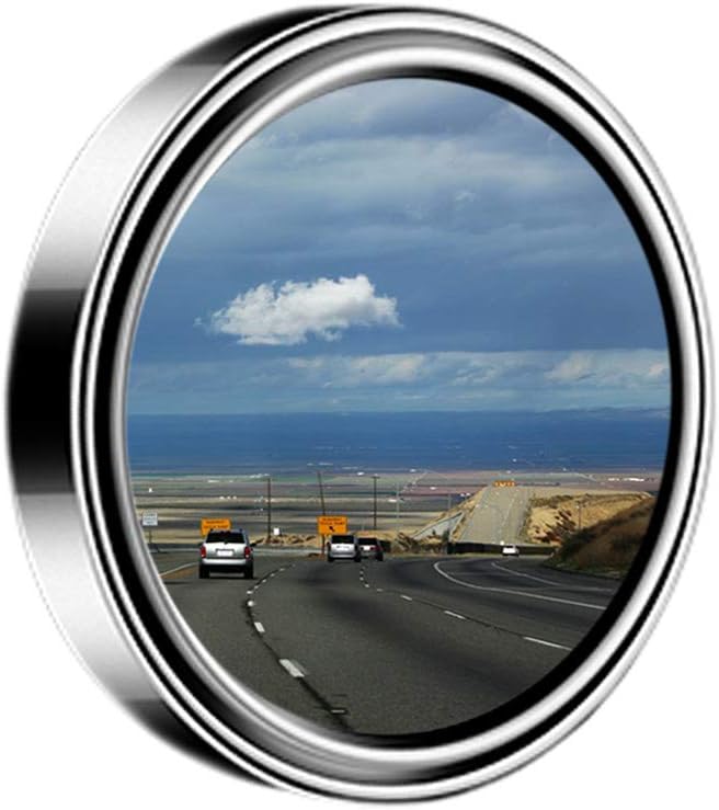 2pc 3” Adjustable large Round Stick-on Convex Spot Mirror, big HD Glass Convex Rear View Mirror,Strong Adhesive Blind Spot Mirror for Car, Van, SUV and Trucks (3"(75mm), Silver frame)