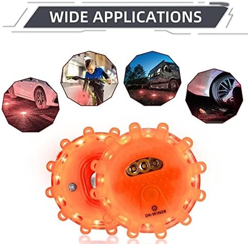 LED Road Flares 6Pack Roadside Emergency car kit Emergency Road Flares Kit with Magnetic Base for Vehicles & Boat | 9 Flash M