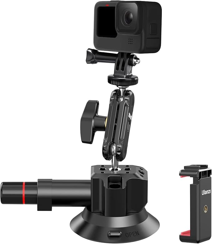 Ulanzi SC-01 Heavy-Duty Suction Cup Mount for Camera/Phone/Accessory (3"), Pump-actived Vacuum Suction Cup Mount, Magic Arm Phone Holder Action Cam Adapter Car Boats Windshield Window Mount