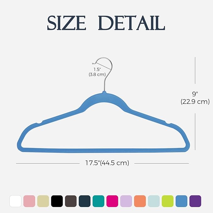HOUSE DAY Tranquil Blue Velvet Hangers 60 Pack, Non Slip Clothes Felt Hanger Heavy Duty for Coat, Premium Slim Space Saving S