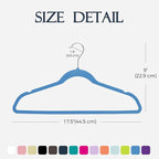 HOUSE DAY Tranquil Blue Velvet Hangers 60 Pack, Non Slip Clothes Felt Hanger Heavy Duty for Coat, Premium Slim Space Saving S
