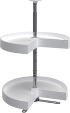 Rev-A-Shelf 18" Pie-Cut Dual Tier Lazy Susan Organizer for Corner Wall Kitchen Cabinets, Plastic Home Rotating Storage Shelve