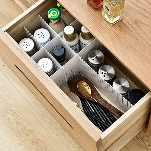20PCS DIY Plastic Grid Drawer Dividers, Large Adjustable Drawer Storage Organizer (38cmx7cm) for Clutter Kitchen Cutlery Dres