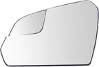 TRQ Driver Side Mirror Glass Heated Convex Snap-On Compatible with 2015-2019 Hyundai Sonata HY1324104