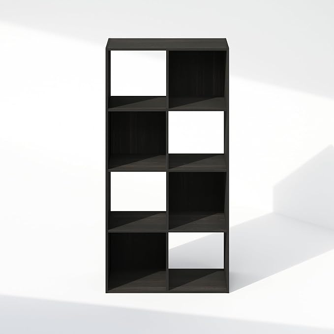 Furinno PELLI Book Shelf, 8-Cube Bookshelf, Horizontal Cube Storage Organizer Bookcase, 11.7 x 23.7 x 47, for Living Room, Be